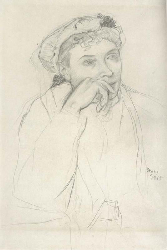 Edgar Degas Study for woman seated Beside a vass of flowers oil painting image